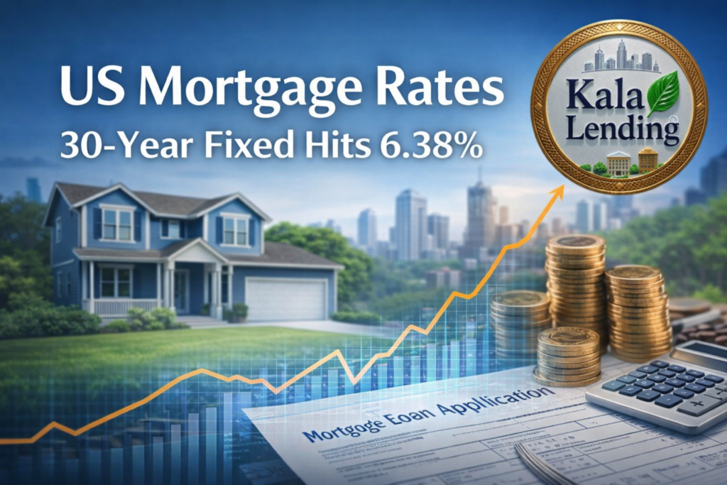 US mortgage rates rise to 6.38% as the 30-year fixed mortgage rate increases, impacting homebuyers and real estate investors in 2026 – Kala Lending market update